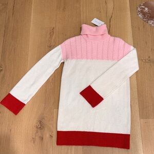 Lovers + Friends Colorblock Turtleneck Sweater Pink Cream Red XS NWT
